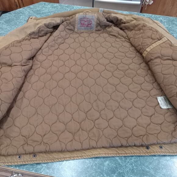 Levi’s Jacket XL Brown Quilted Canvas Work Utility Field Coat Snap Front Chore - Picture 7 of 16